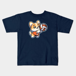 Cute Corgi Volleyball Player Kids T-Shirt